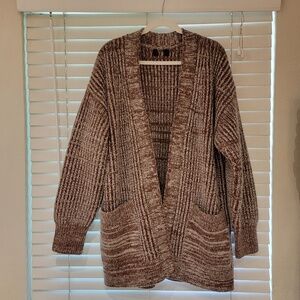 Banana Republic Open Front Cardigan Medium Brown Tan Heavy Chunky Knit NWOT NEW